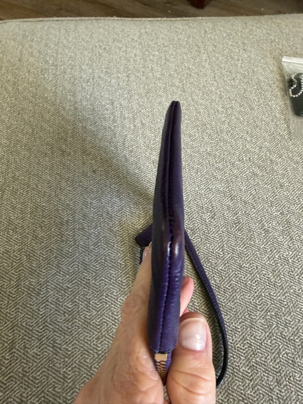 Coach Purple Pebbled Leather Corner Zip Wristlet with Gold Horse/Carriage logo - Picture 5 of 7